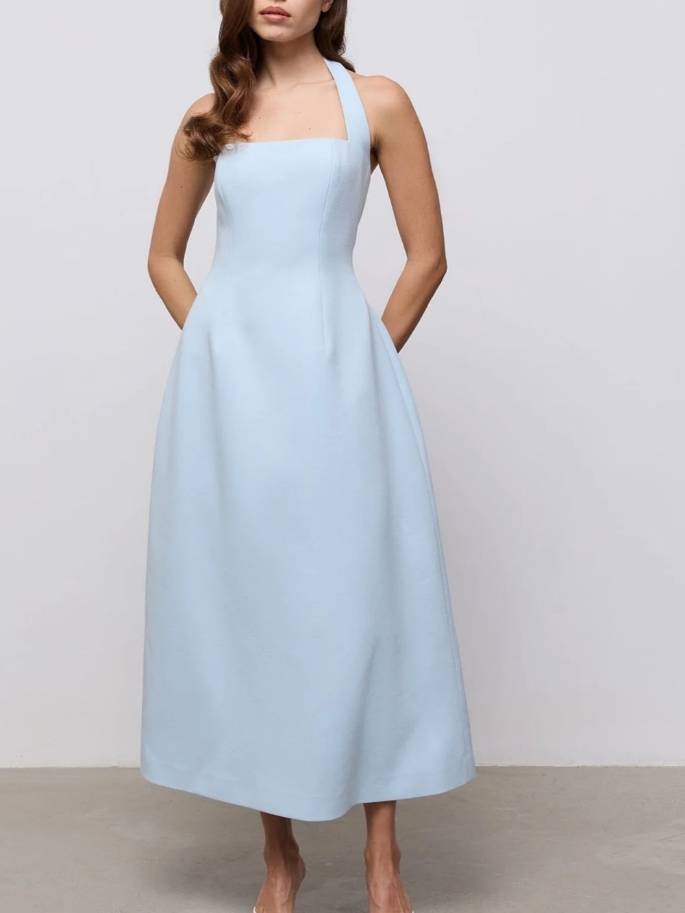 Cotton Mix Halter Midi Dress by Odd Muse